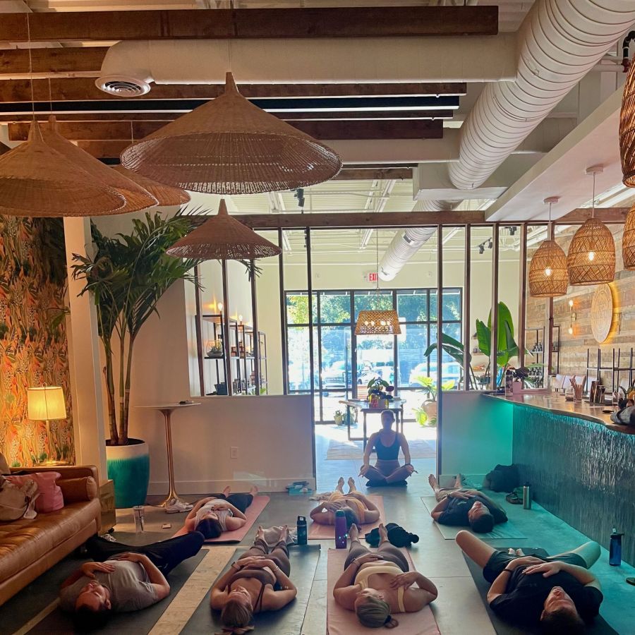 Yoga Class in the dry bar